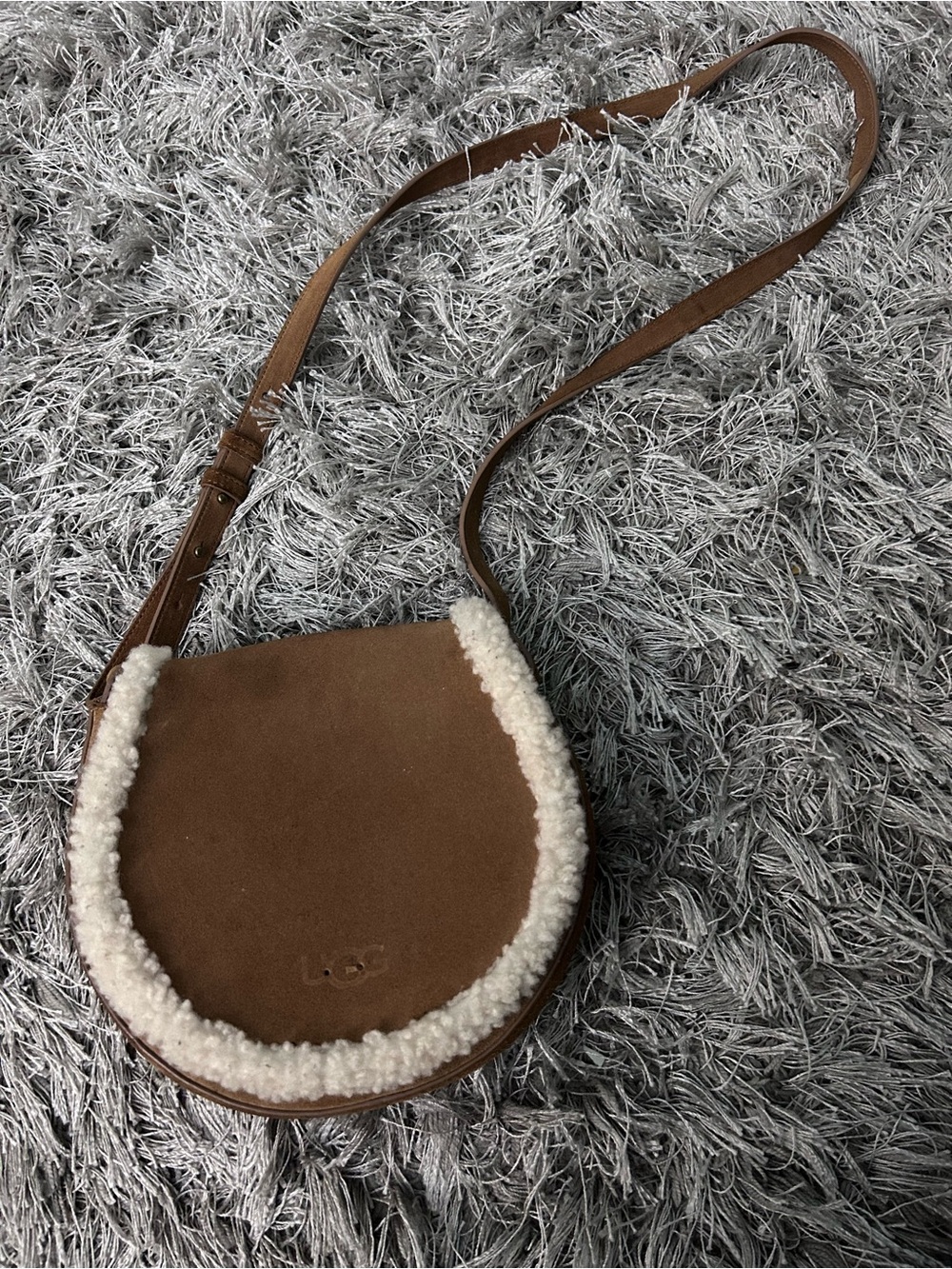 UGG Chestnut Shearling-Trim Crossbody Bag
